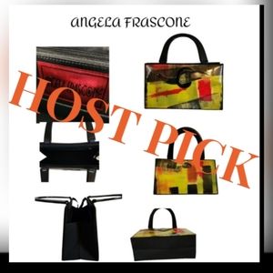 VINGAGE ANGELA FRASCONE ASIAN DESIGNER ABSTRACT PRINT SATCHEL